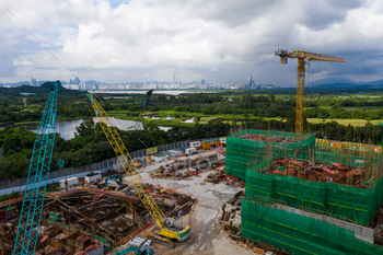 Tin Shui Wai, Hong Kong, 02 September 2018:- Top view of construction site