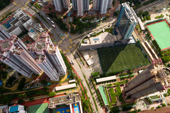 Tin Shui Wai, Hong Kong 02 September 2018:- Aerial of Hong Kong city