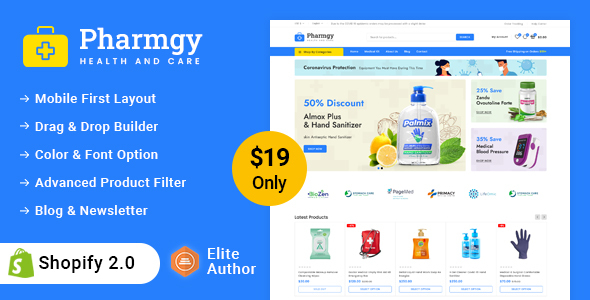 Pharmgy – Medical Store Sectioned Shopify 2.0 Responsive Theme