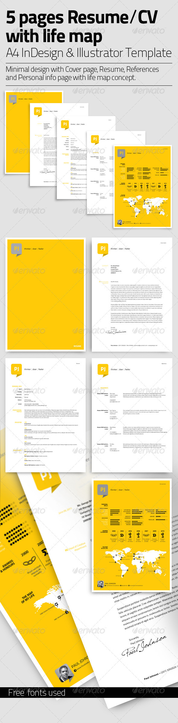 Resume Template | 5 Pages With Life Map By Ennya | Graphicriver