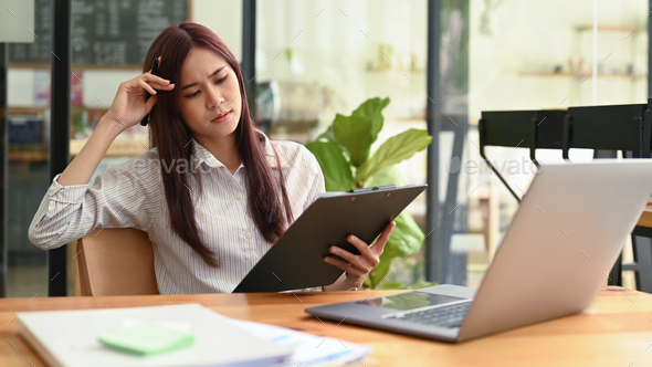 Stressed Business Woman Having Problem With Difficult Online Project 