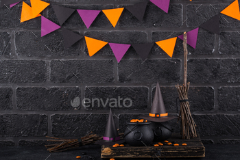 Halloween background with witches hat