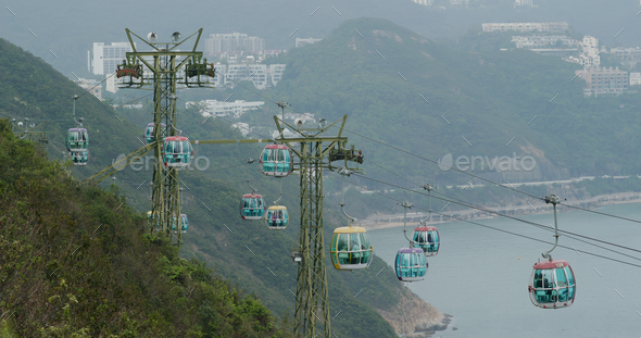 Wong Chuk Hang, Hong Kong, 19 October 2018:- Cable car in ocean park at Hong Kong
