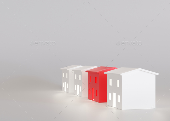 Houses on white background. Buy or sell a house. Concept for new property, mortgage and real estate