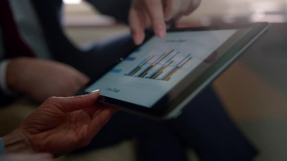 Hands Using Tablet Diagram Closeup alt