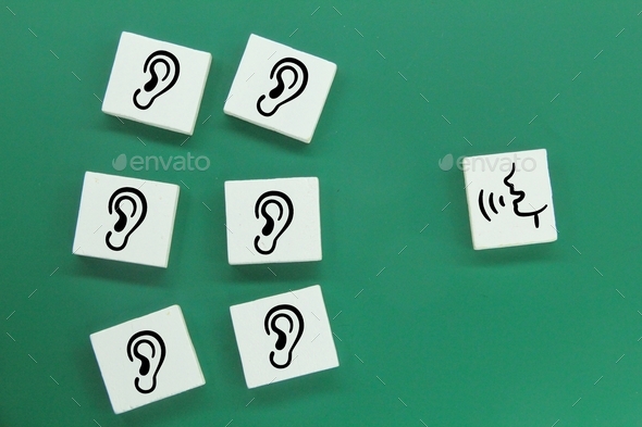 white square with talk and listen icons