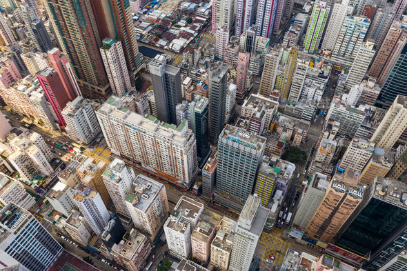 Mong Kok, Hong Kong 21 March 2019: Top view of Hong Kong city - Stock Photo - Images