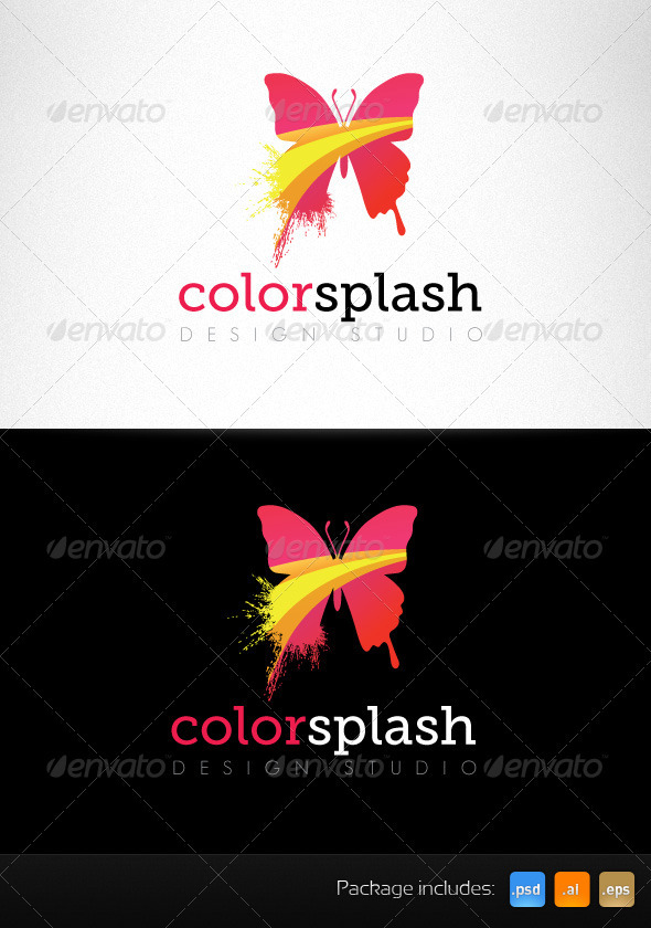 Color Splash Butterfly Creative Logo Template - Nature Logo Templates