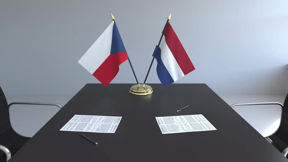 Flags of the Czech Republic and the Netherlands and Papers alt