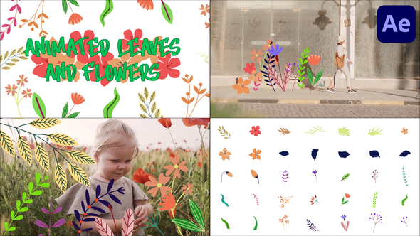 Animated Leaves And Flowers for After Effects