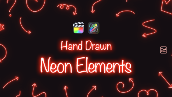Hand Drawn Neon Elements For Final Cut Pro X