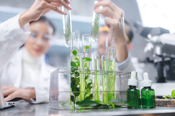 eco skin care beauty products in laboratory development concept, Natural drug research