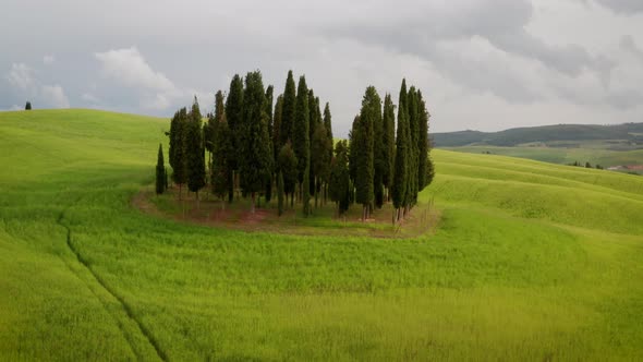 Flying over the amazing rolling hills of Tuscany Italy alt