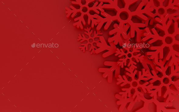 Christmas background red snowflakes. Merry Christmas card illustration on red background. - Stock Photo - Images
