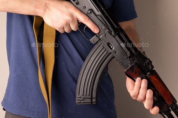 Man with Kalashnikov assault rifle - Stock Photo - Images
