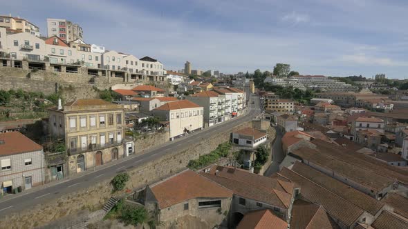 High angle of buildings and a street alt