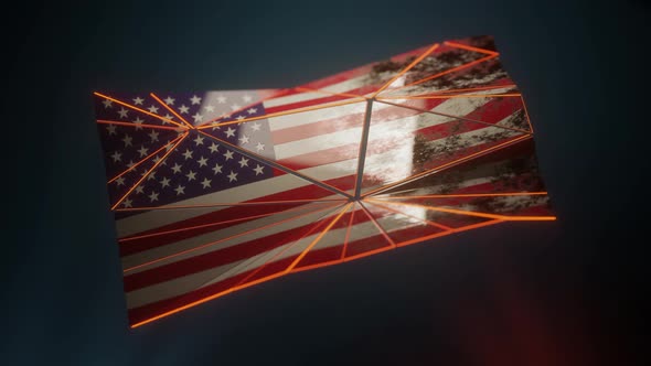 Shattered US Flag Waving