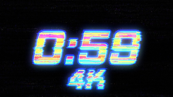 4k Cyber Glitch Countdown. 60 seconds alt