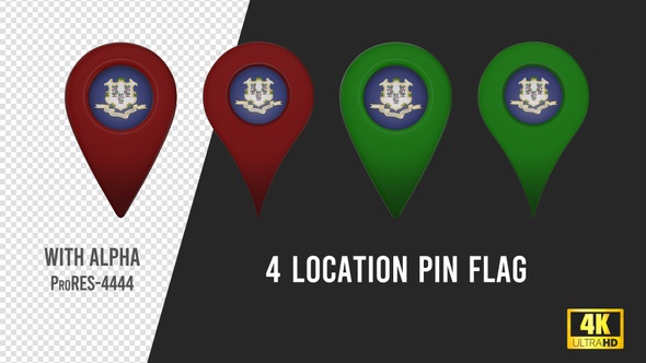 Connecticut State Flag Location Pins Red And Green alt