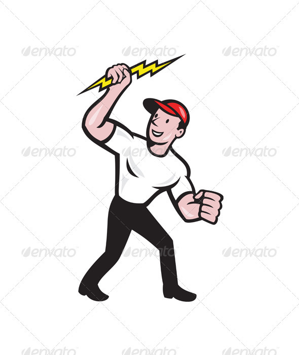 Electrician Construction Worker Cartoon - People Characters