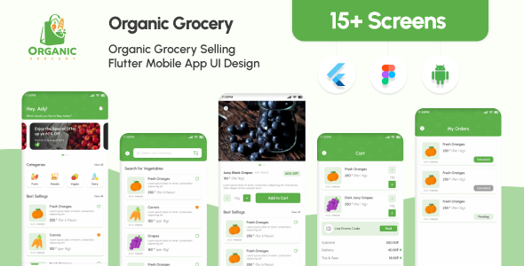 Organic Grocery - Fresh Flutter App Ui Template for Online Grocery