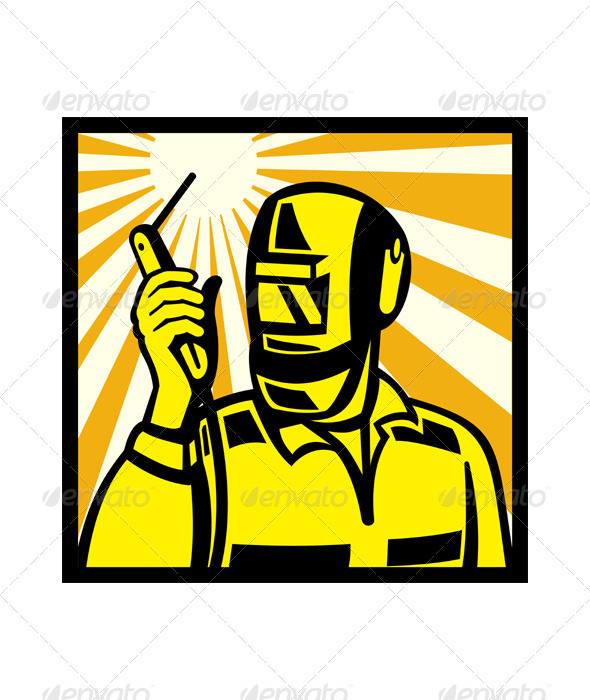 Welder Worker Welding Torch Retro - People Characters