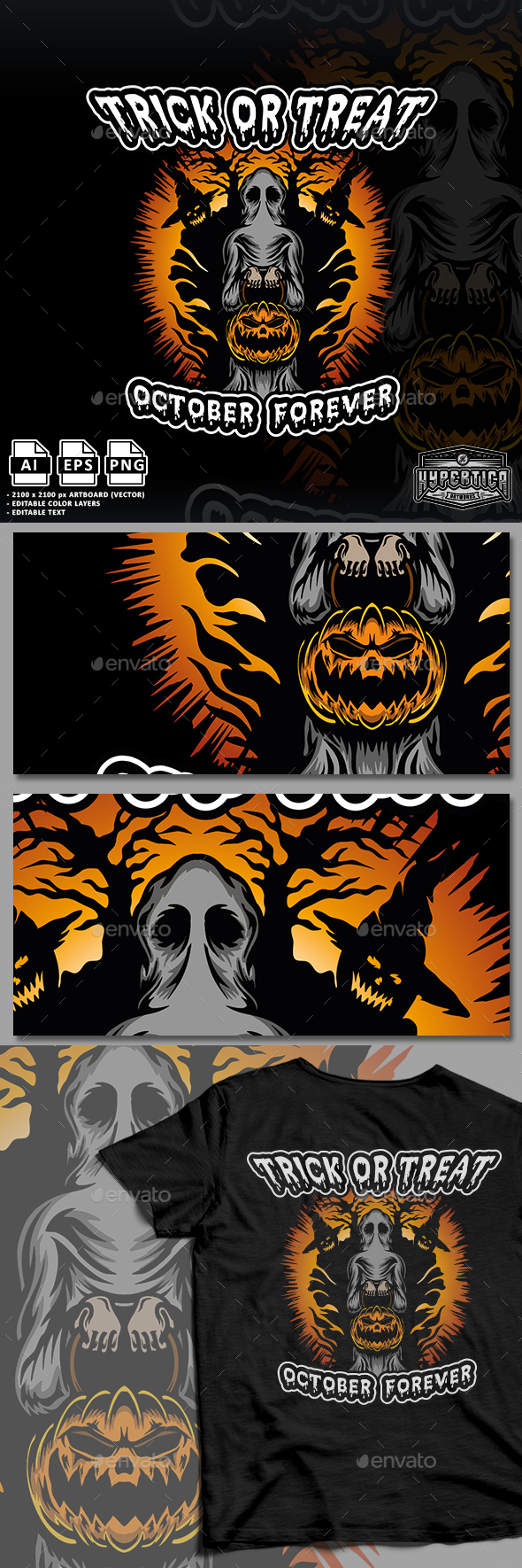 Ghost Halloween Costumes Vector Illustration T-shirt Design