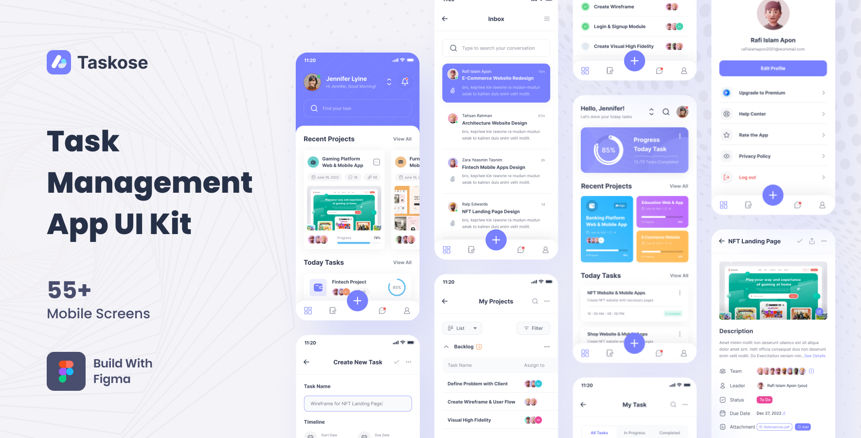 Taskose Task Management App Figma Template Cybej