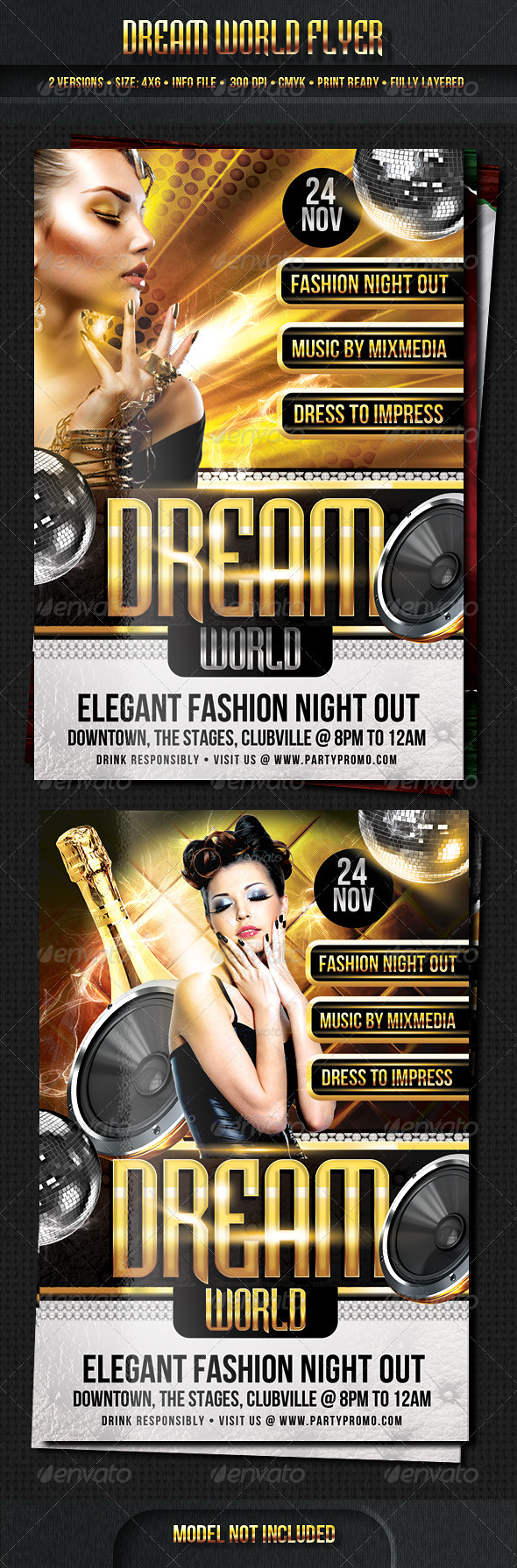 Dream World Flyer Template - Clubs & Parties Events