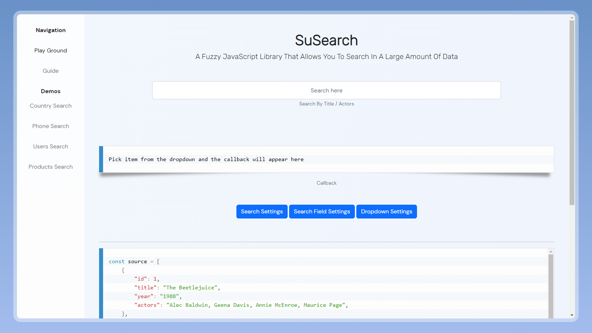 SuSearch - A Fuzzy JavaScript Search Plugin - 1
