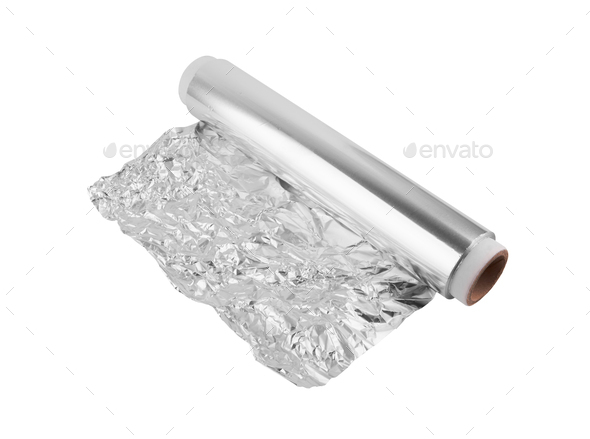 Aluminum foil on white - Stock Photo - Images