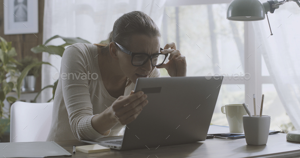 Disappointed woman with eyesight problems - Stock Photo - Images