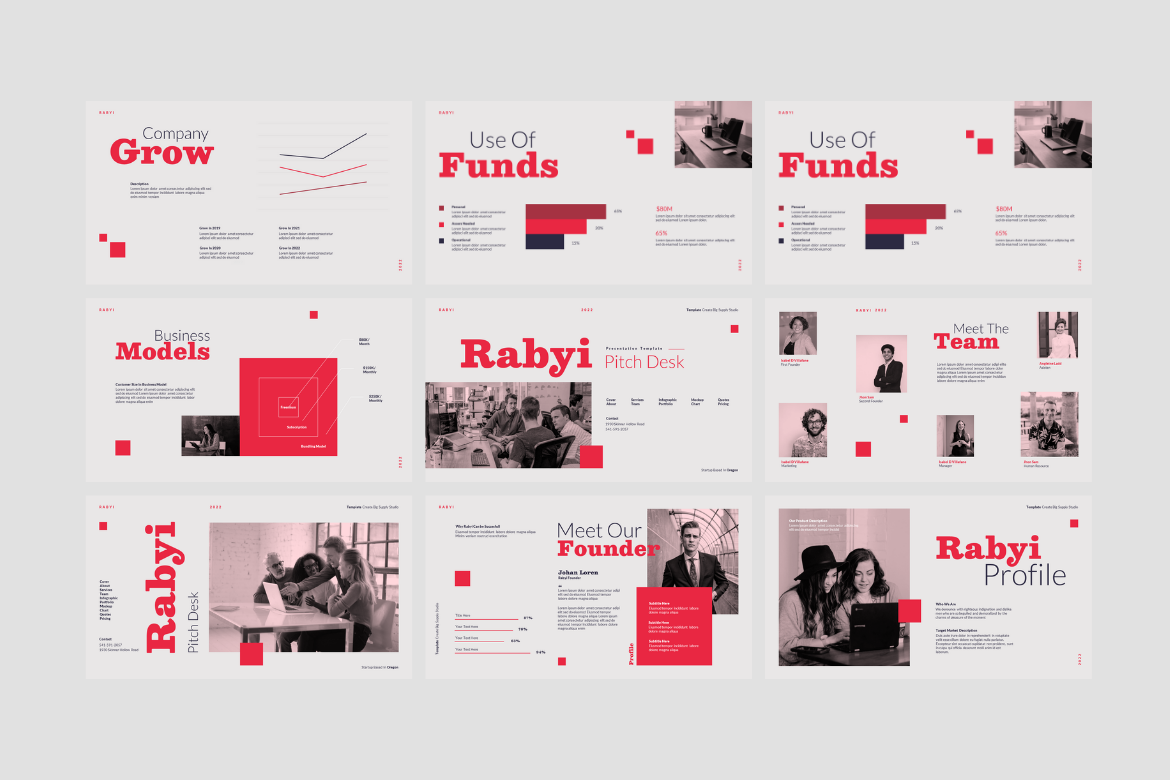 Rabyi Powerpoint Pitch Deck Presentation Template, Presentation Templates