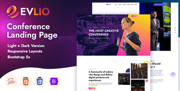 Evlio – Conference Landing Page HTML5 Template