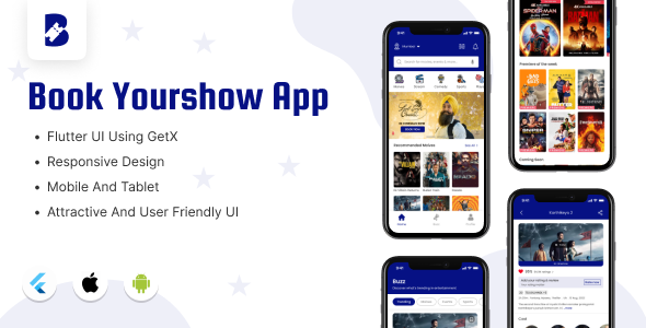 Book My Show Clone - Movie Ticket Booking App Flutter App Template - Mobile UI Kit