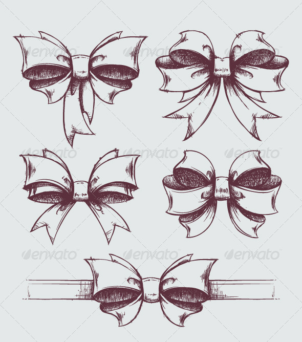 Hand drawn gift bows. - Decorative Vectors
