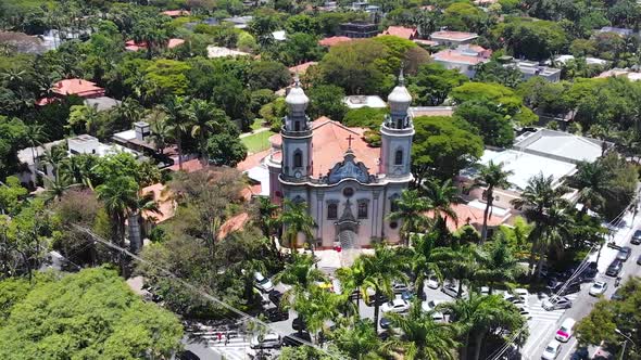 Cathedral, Church Sao Paulo, Brazil (Aerial View, Panorama, Drone Footage) alt