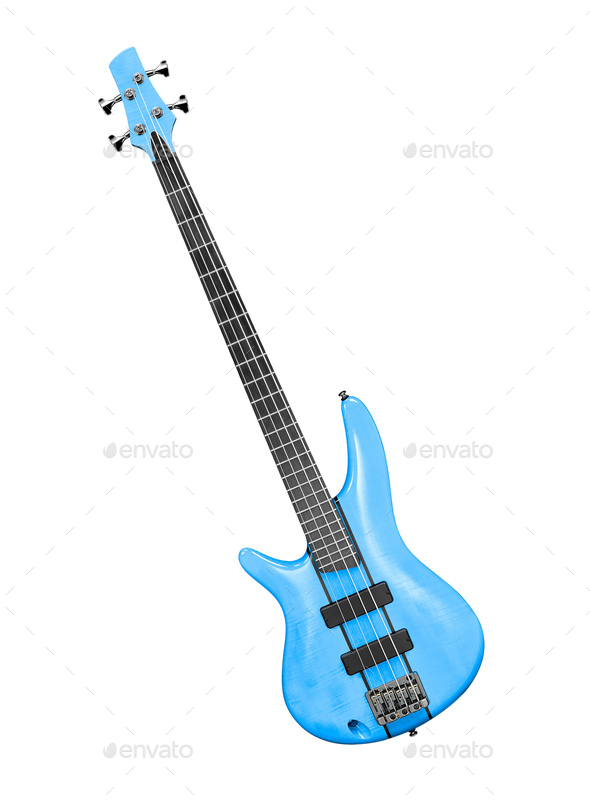 bass guitar with clipping path