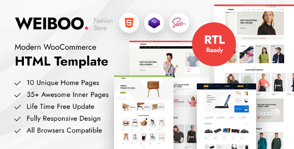 Exceptional Weiboo - eCommerce HTML Template + RTL