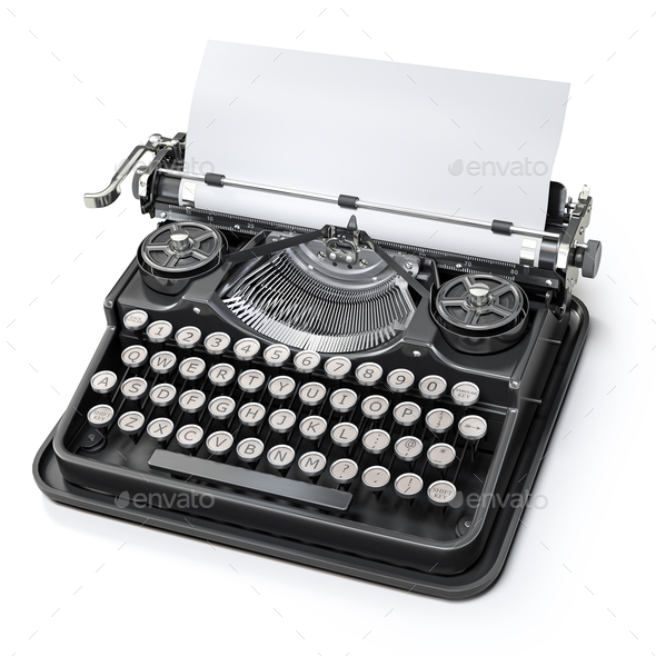 Red Vintage Typewriter With White Blank Paper Sheet Stock Photo