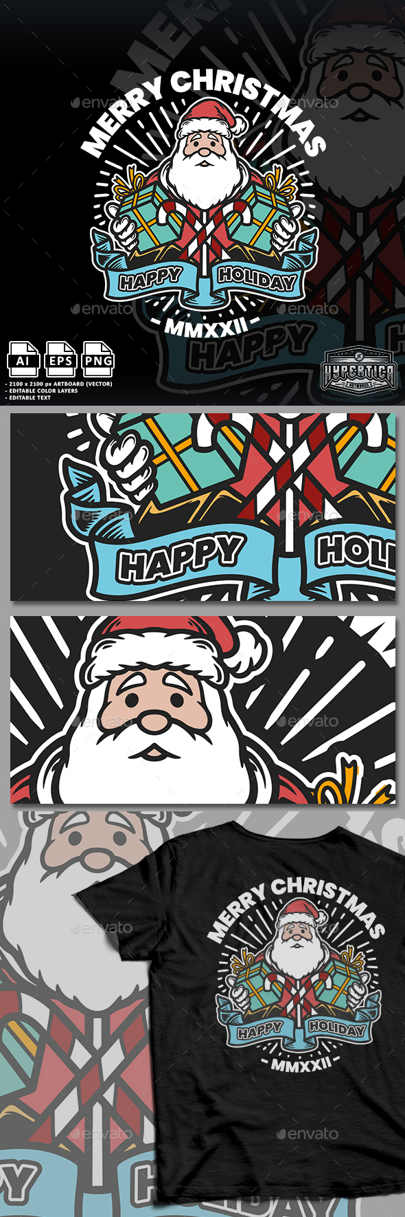 Santa Claus Christmas Illustration T-shirt Design