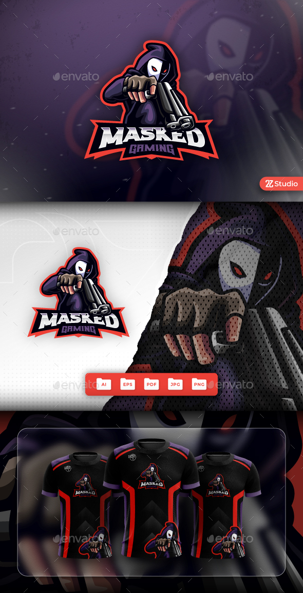 Masked Gun Mascot Logo Design