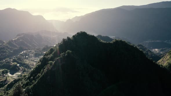 Aerial view of landscape near Hell Bourg, Saint Benoit, Reunion. alt