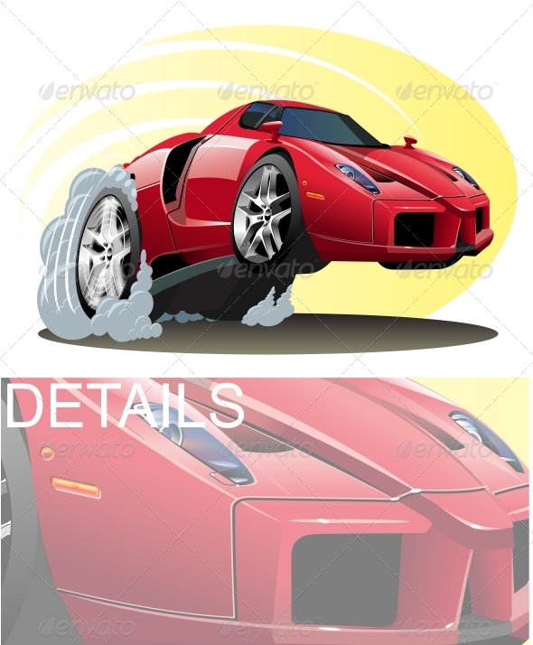 Vector Cartoon Sport Car - Man-made Objects Objects