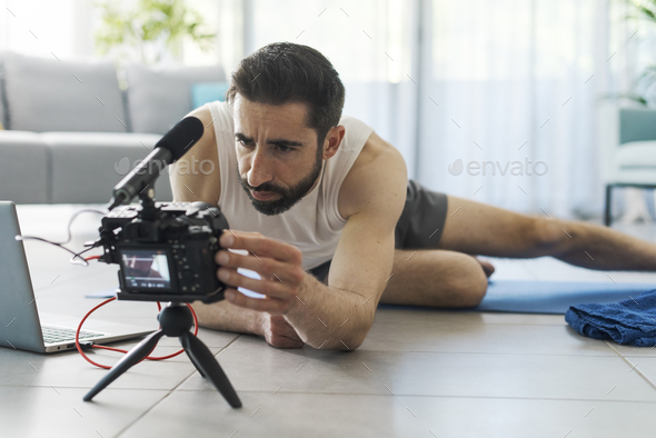 Personal trainer getting ready for a video shooting