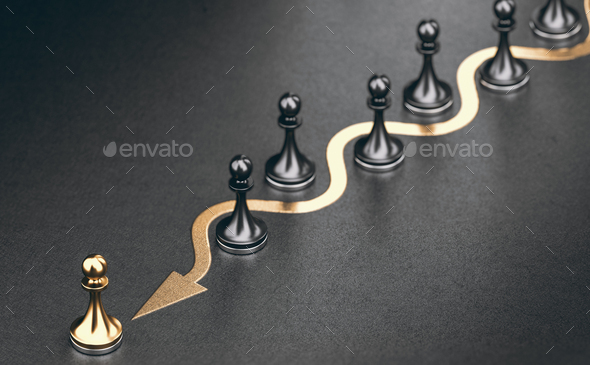 Golden pawn beating competition, Outsider concept. - Stock Photo - Images