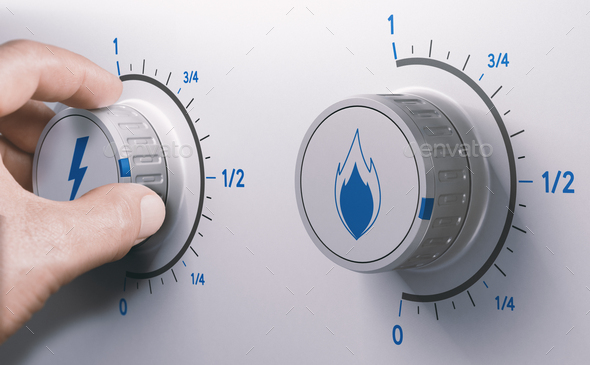 Reduce energy use. Reducing gas and electricity consumption. - Stock Photo - Images