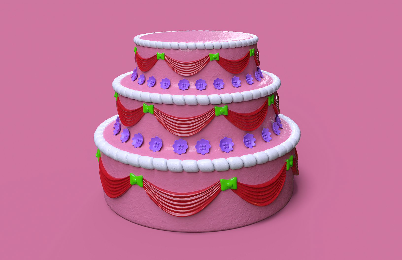 Festive Wedding Cake 3D Model by Fusionhorn | 3DOcean
