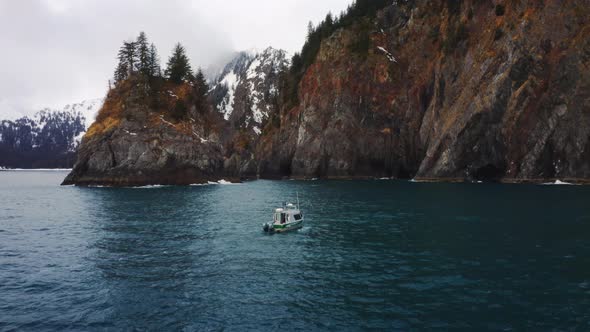 Fishing Boat along Arctic Coastline