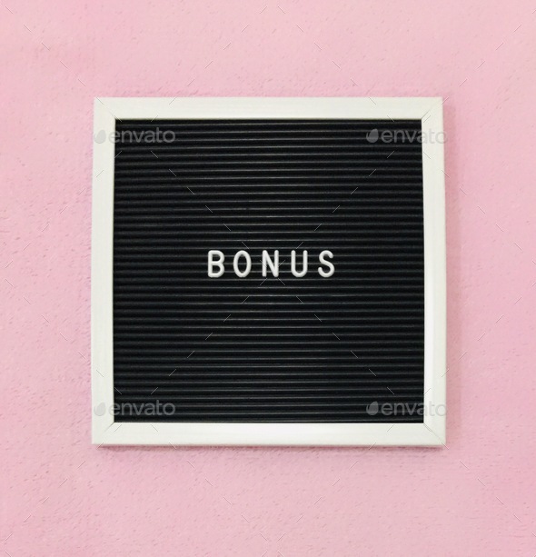Bonus wording on pink background.  - Stock Photo - Images